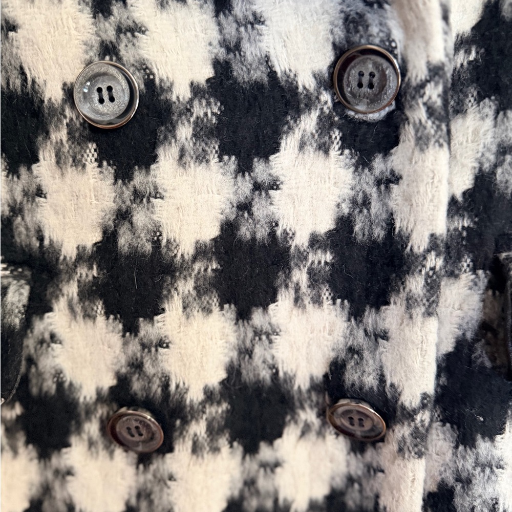 Limited NWT Houndstooth Double Breasted Coat Black White Size S - Picture 4 of 8